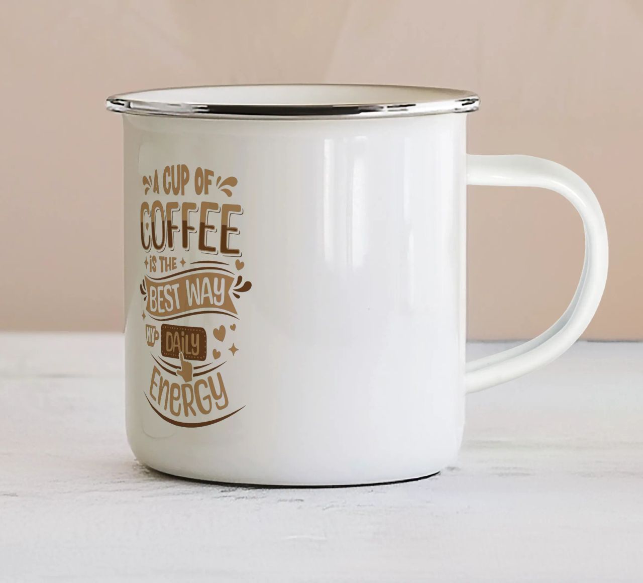 Eine Tasse Kaffee ist das Beste für meine tägliche Energie Emaille Tasse von Gunawan Rb