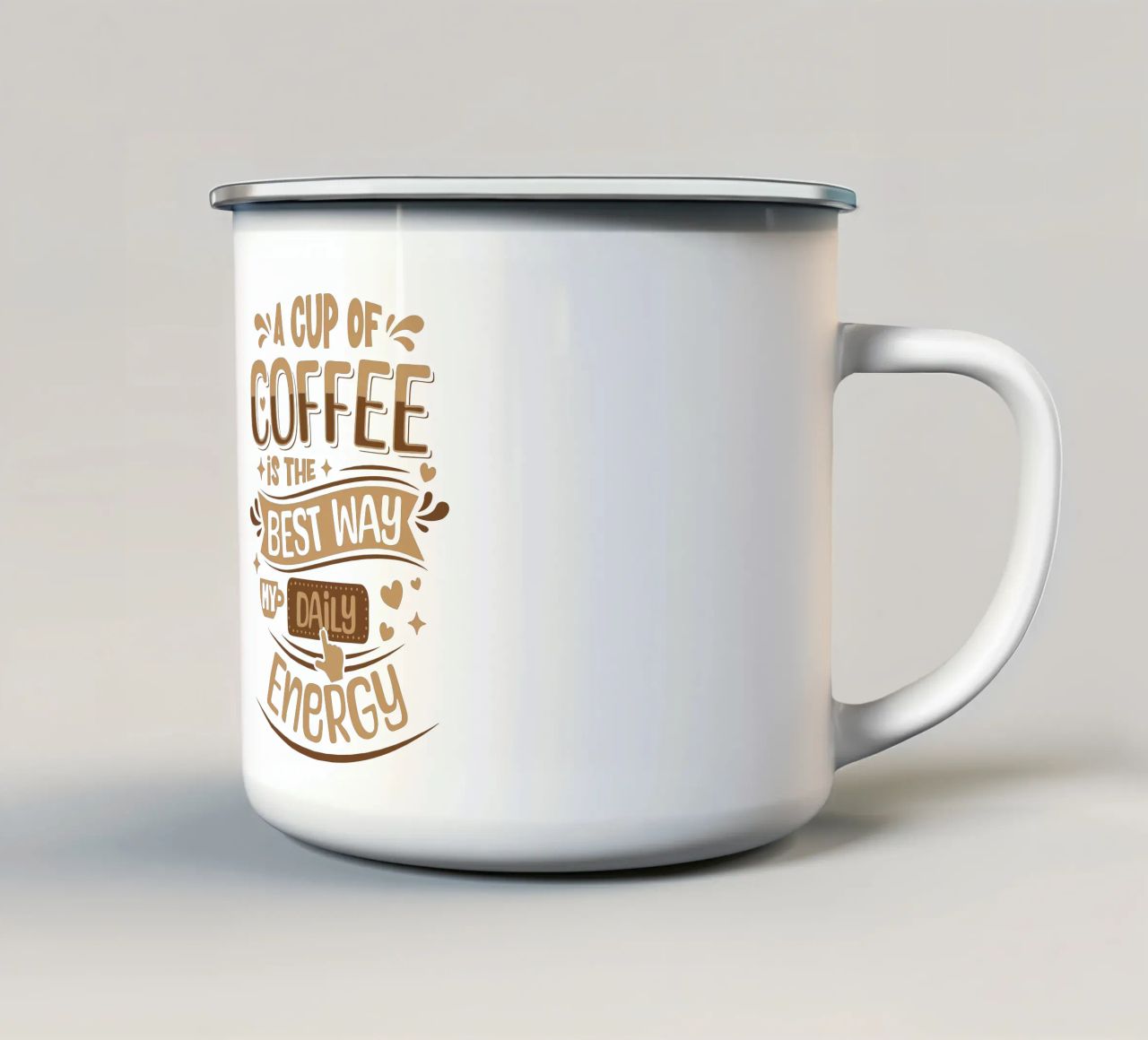 Eine Tasse Kaffee ist das Beste für meine tägliche Energie Emaille Tasse von Gunawan Rb