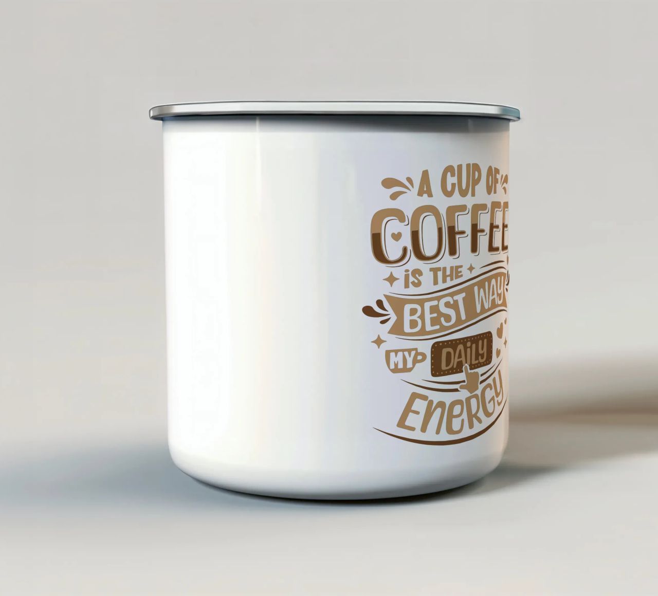Eine Tasse Kaffee ist das Beste für meine tägliche Energie Emaille Tasse von Gunawan Rb