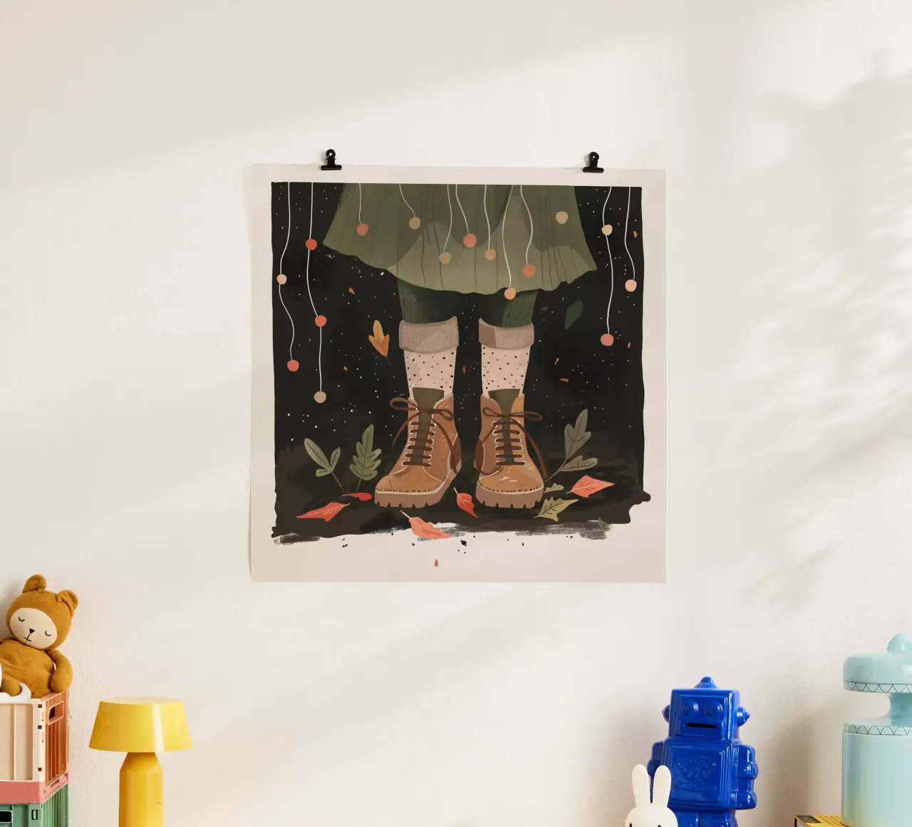 Piccoli passi, grandi sogni poster con telaio in plastica da ArtsySesta
