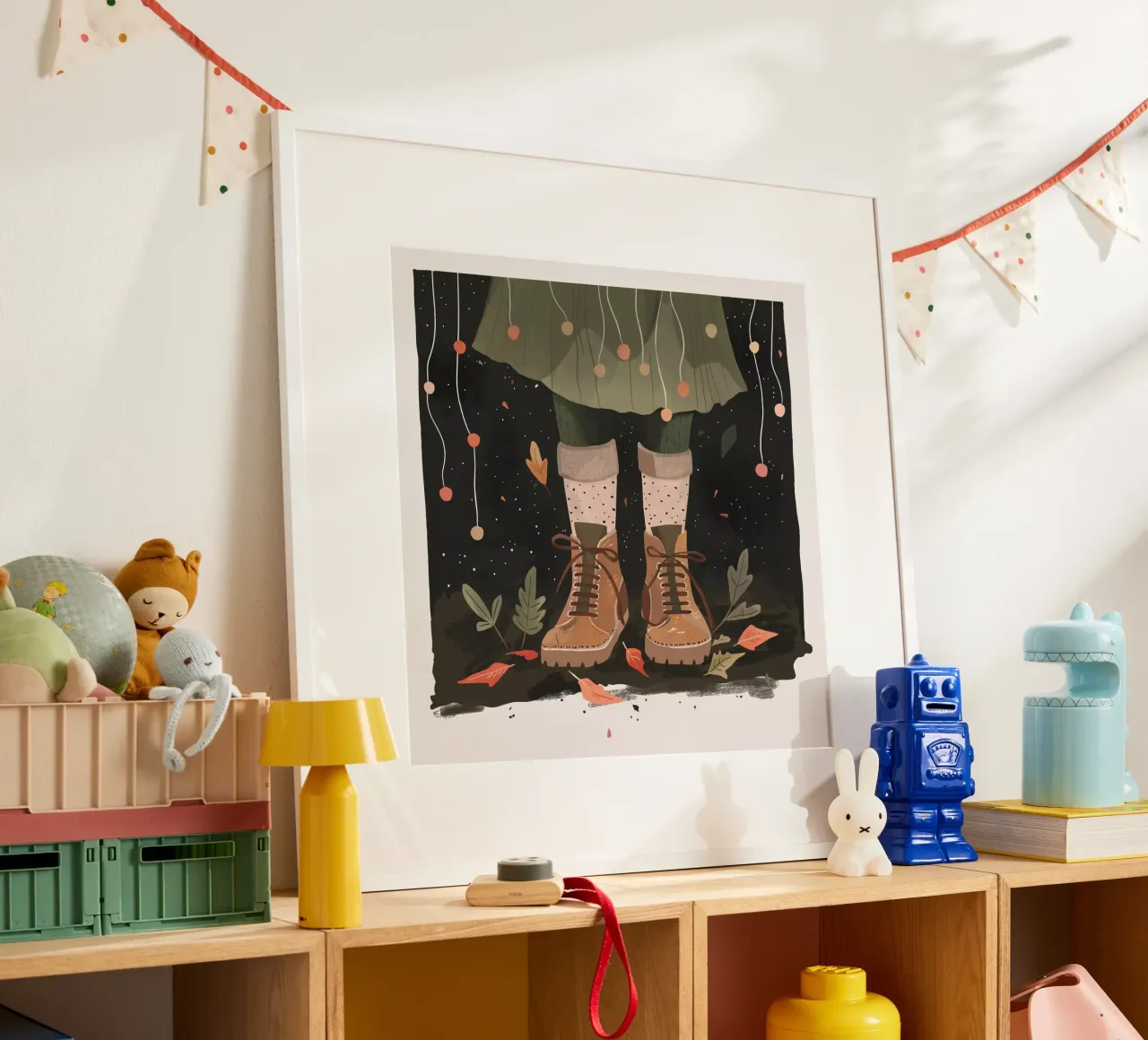 Piccoli passi, grandi sogni poster con telaio in plastica da ArtsySesta