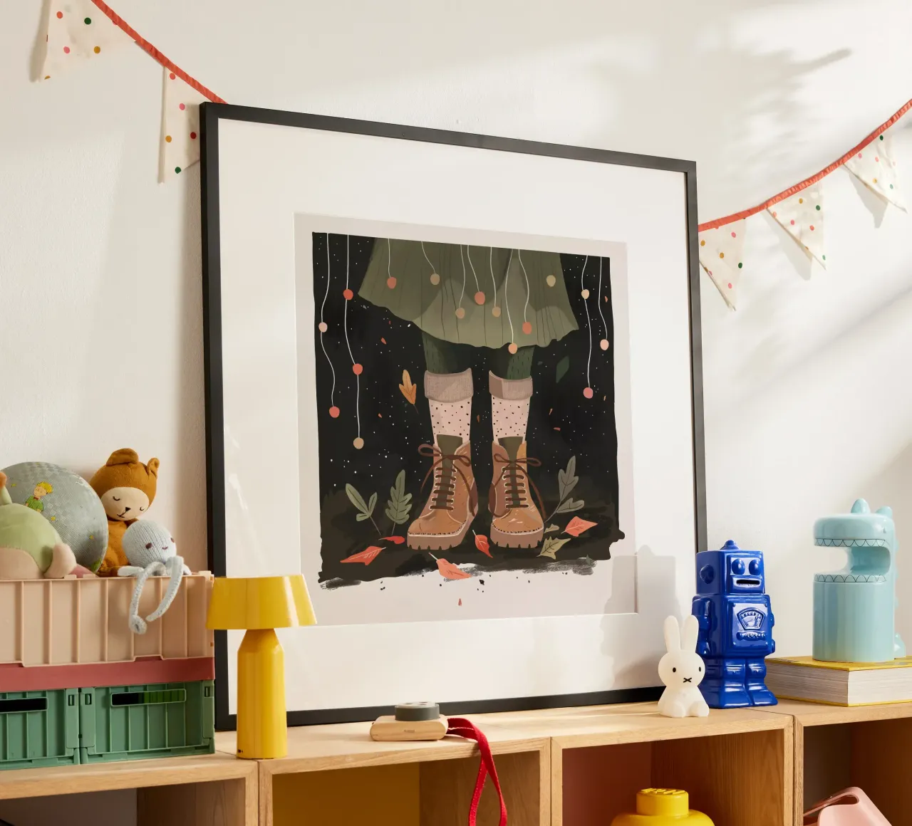 Piccoli passi, grandi sogni poster con telaio in plastica da ArtsySesta