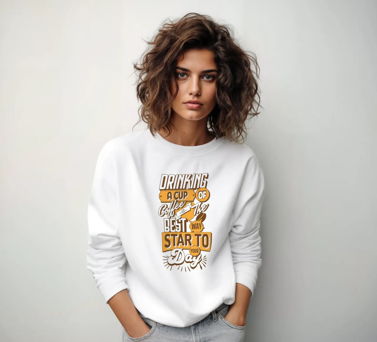 Een kop koffie drinken is de beste manier om je dag te beginnen sweatshirt van Gunawan Rb