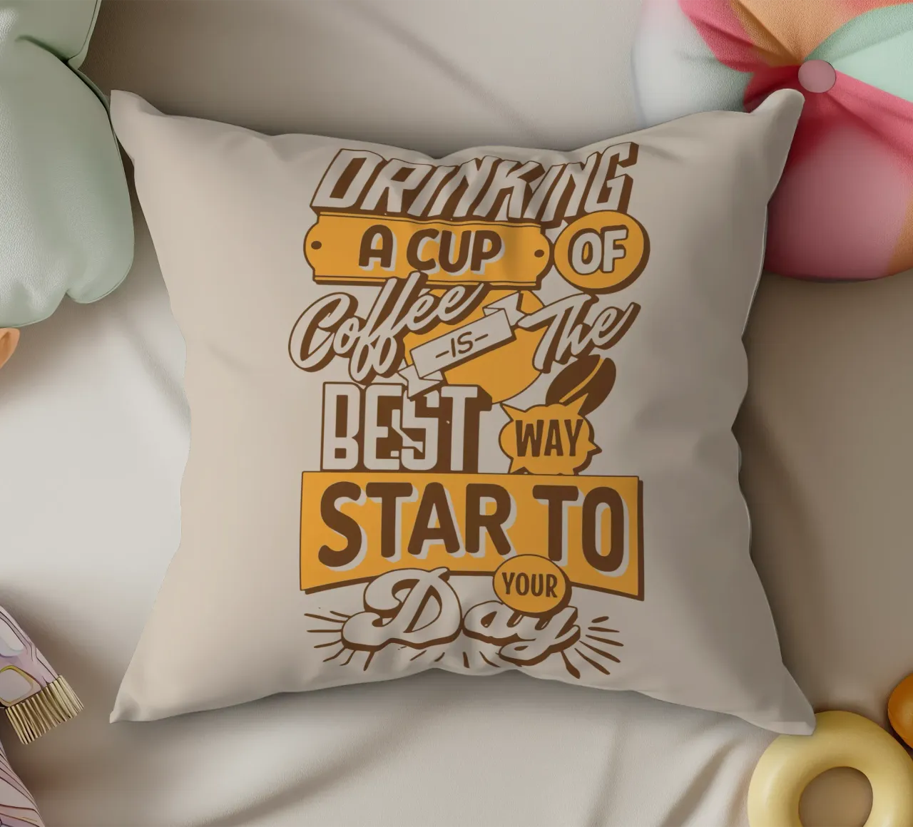Bere una tazza di caffè è il modo migliore per iniziare la giornata cuscino da Gunawan Rb