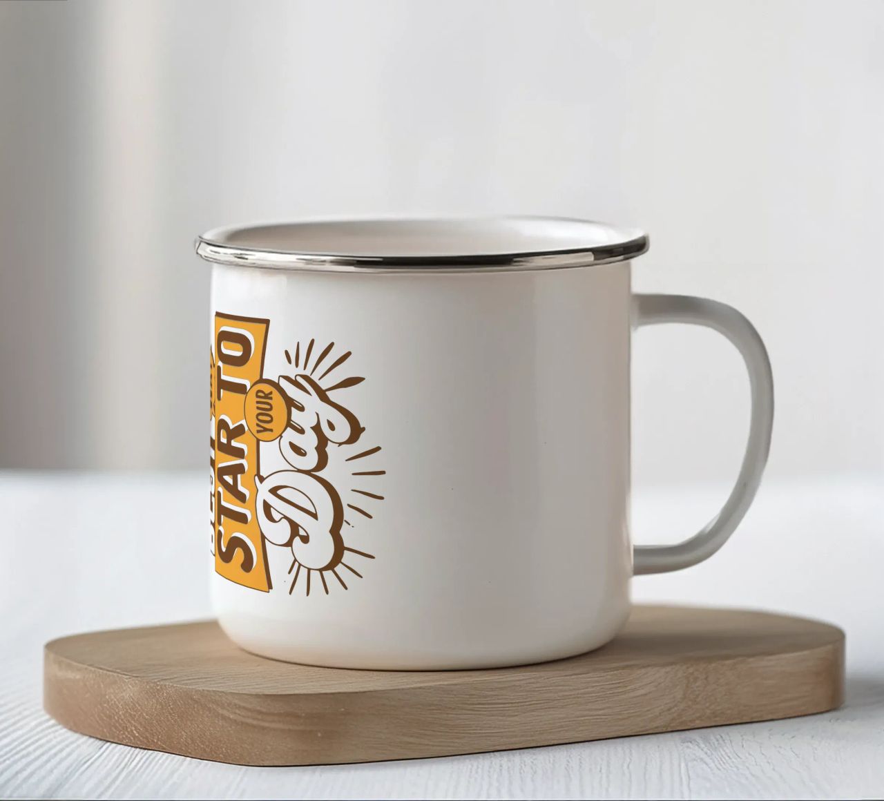 Drinking A Cup of Coffee is The Best Way Star to Your Day enamel mug by Gunawan Rb