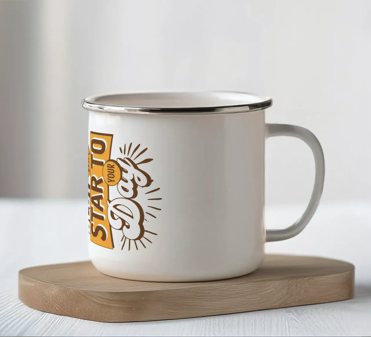 Bere una tazza di caffè è il modo migliore per iniziare la giornata tazza in smalto da Gunawan Rb