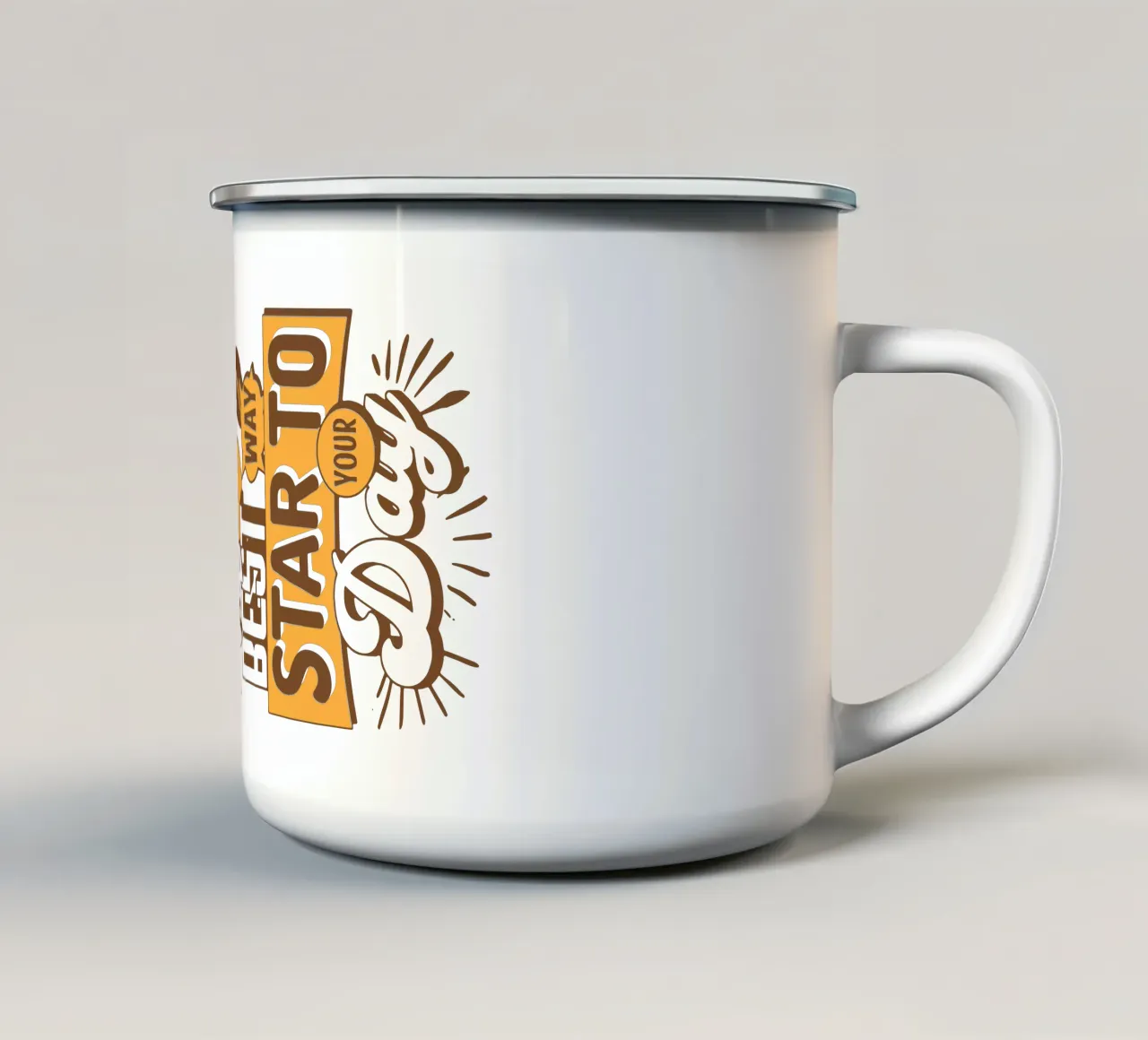 Bere una tazza di caffè è il modo migliore per iniziare la giornata tazza in smalto da Gunawan Rb
