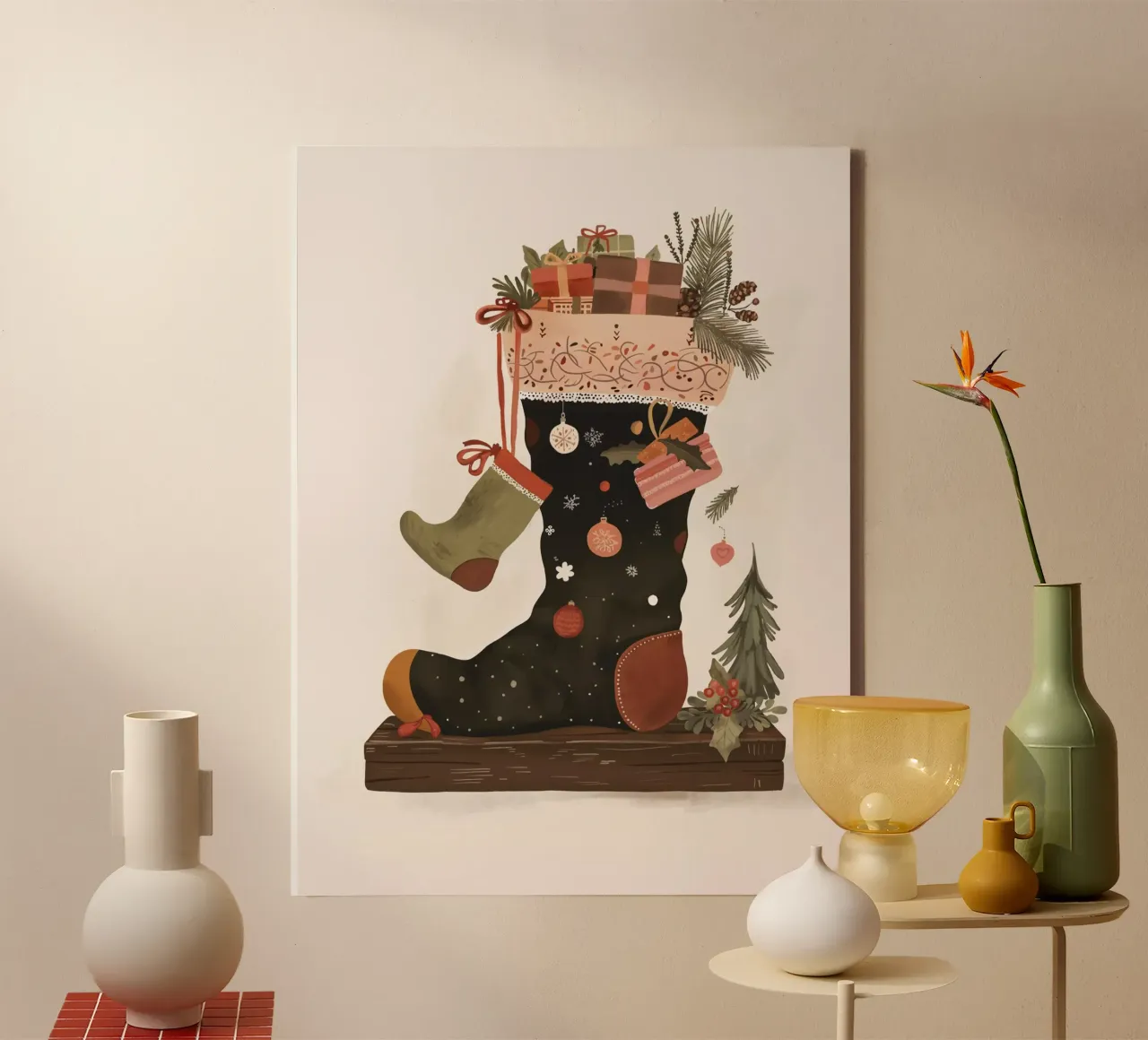 Fröhliche Strümpfe Leinwand mit Schattenfugenrahmen von ArtsySesta