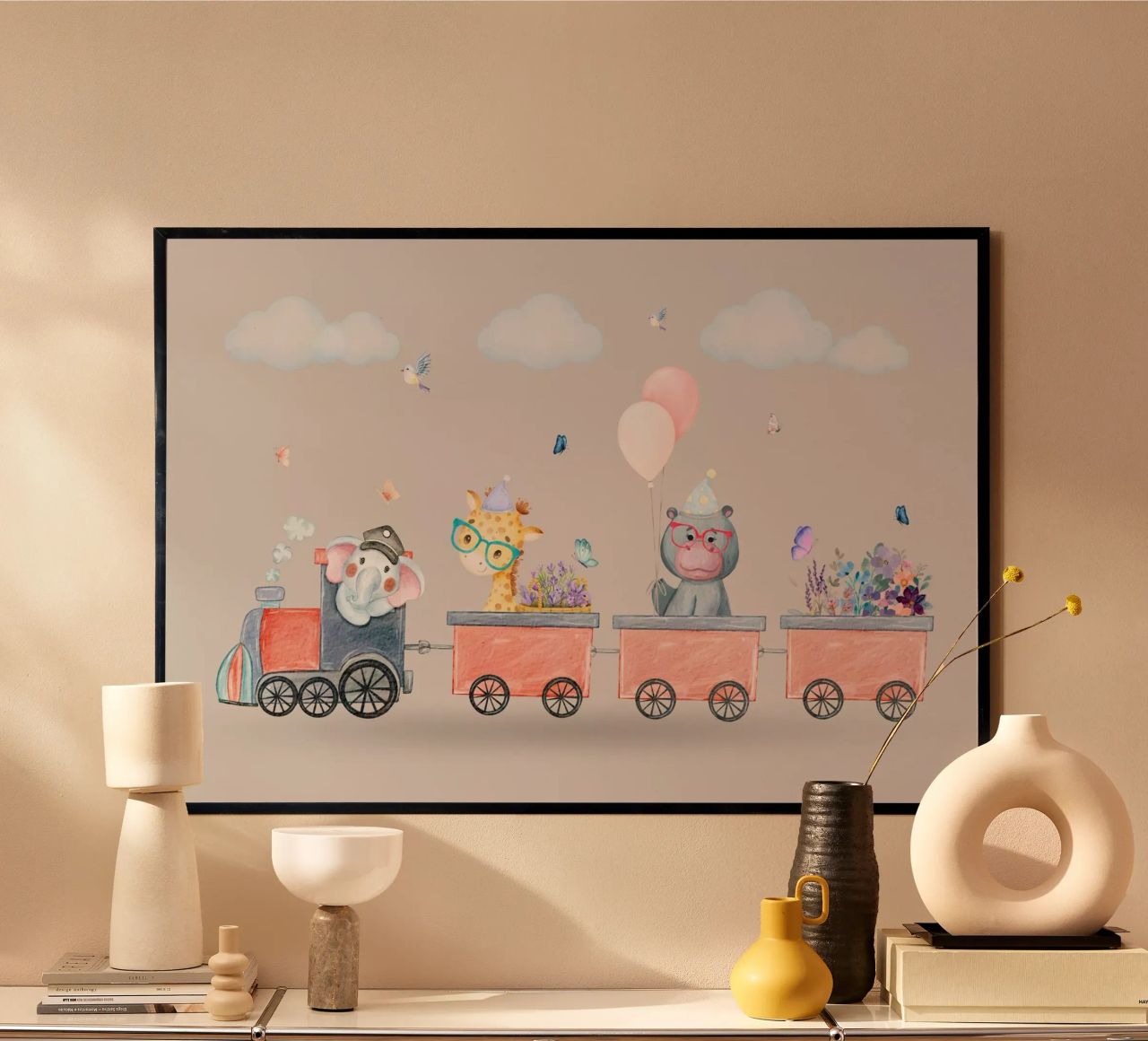 Le train des animaux poster de Doodle Dreams Art