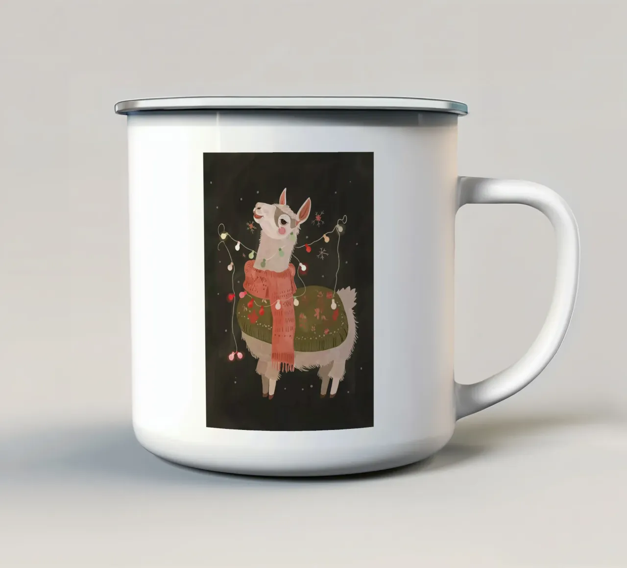Gioia dei lama per le vacanze tazza in smalto da ArtsySesta