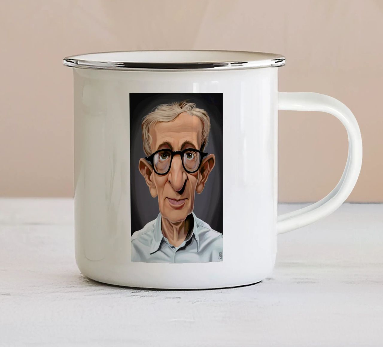 Woody Allen tazza in smalto da Rob Art | Illustration