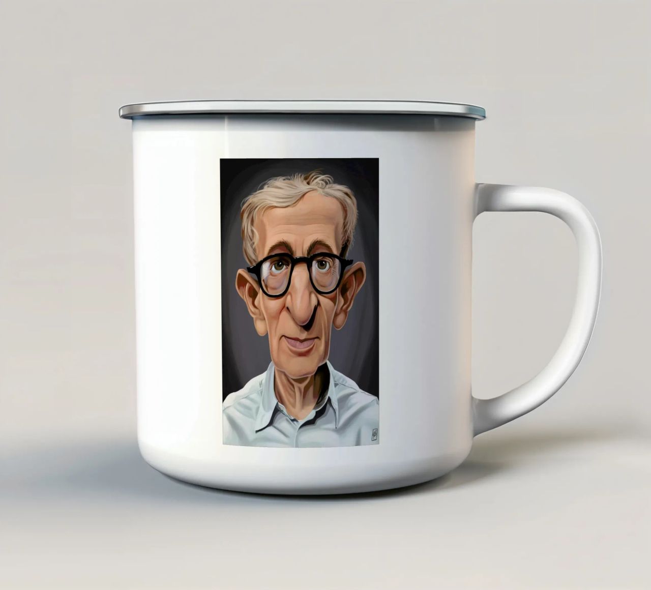 Woody Allen tazza in smalto da Rob Art | Illustration
