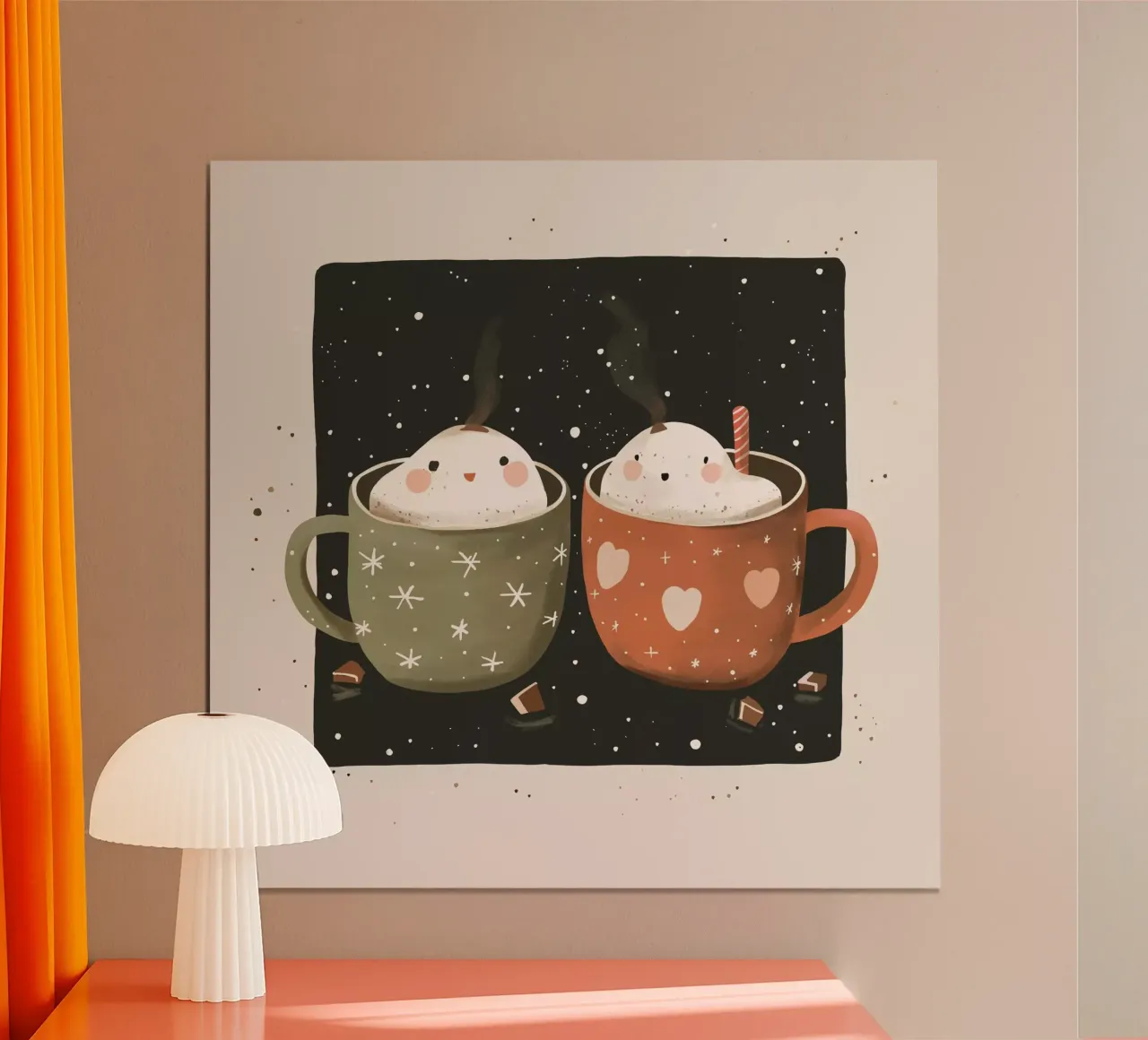 Tazze di gioia poster con telaio in legno da ArtsySesta
