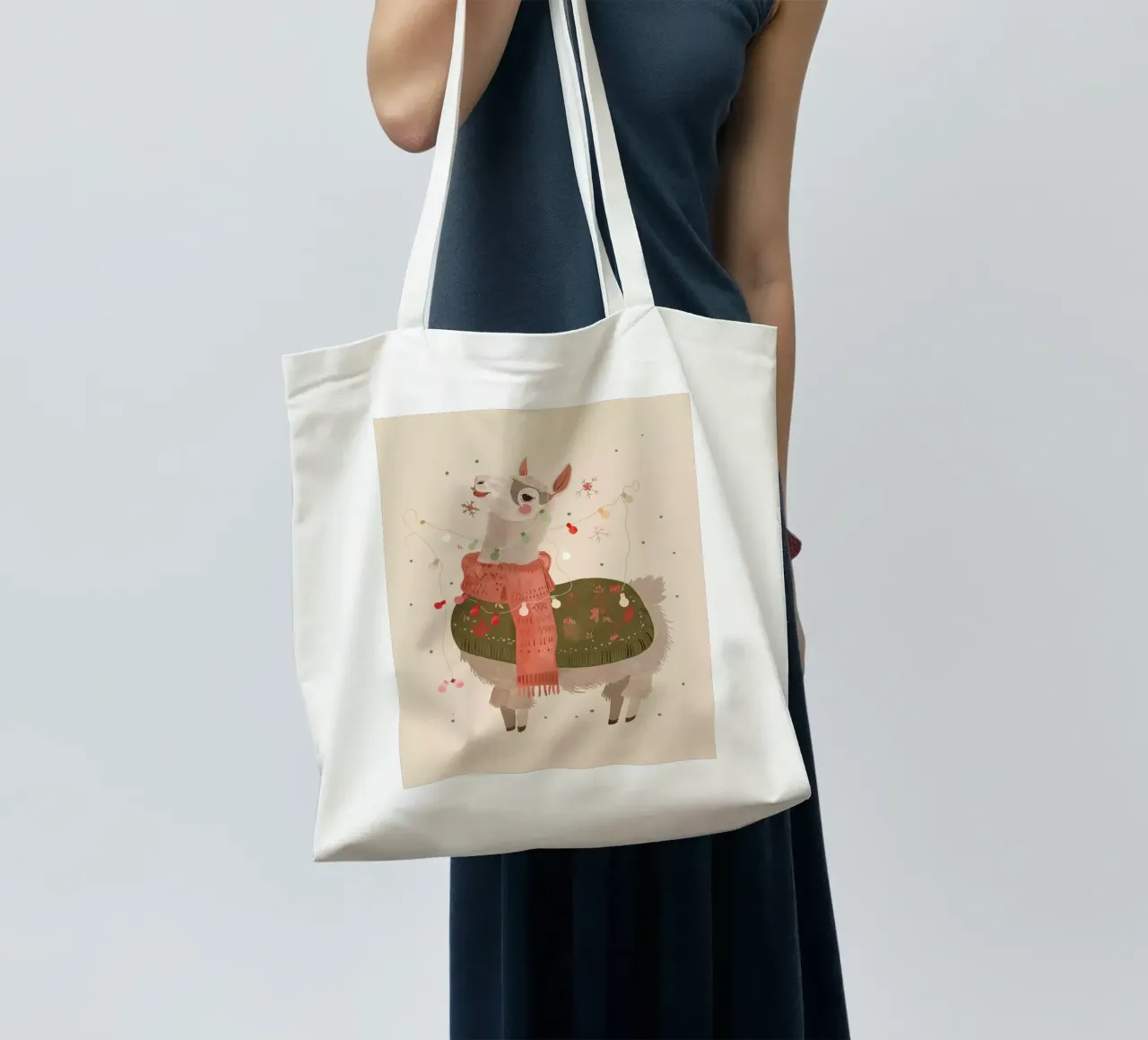 Holiday Llama Joy ll tote bag by ArtsySesta