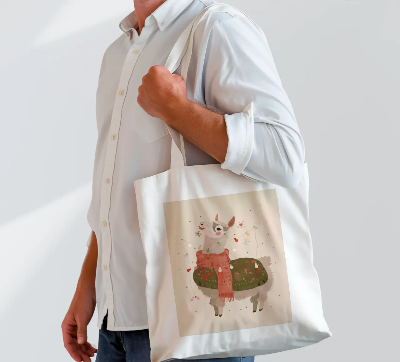 Holiday Llama Joy ll tote bag by ArtsySesta