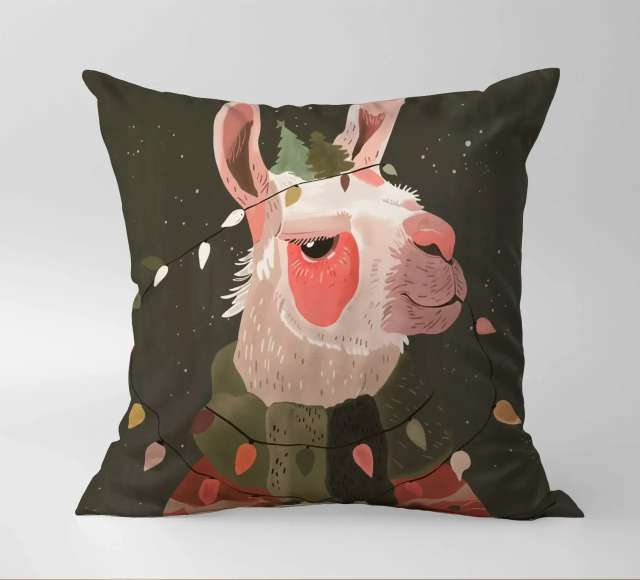 Lama luminoso festivo cuscino da ArtsySesta