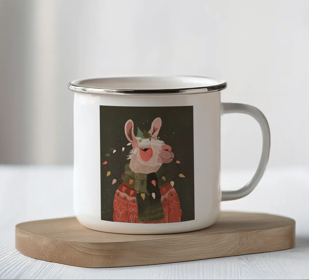 Lama luminoso festivo tazza in smalto da ArtsySesta