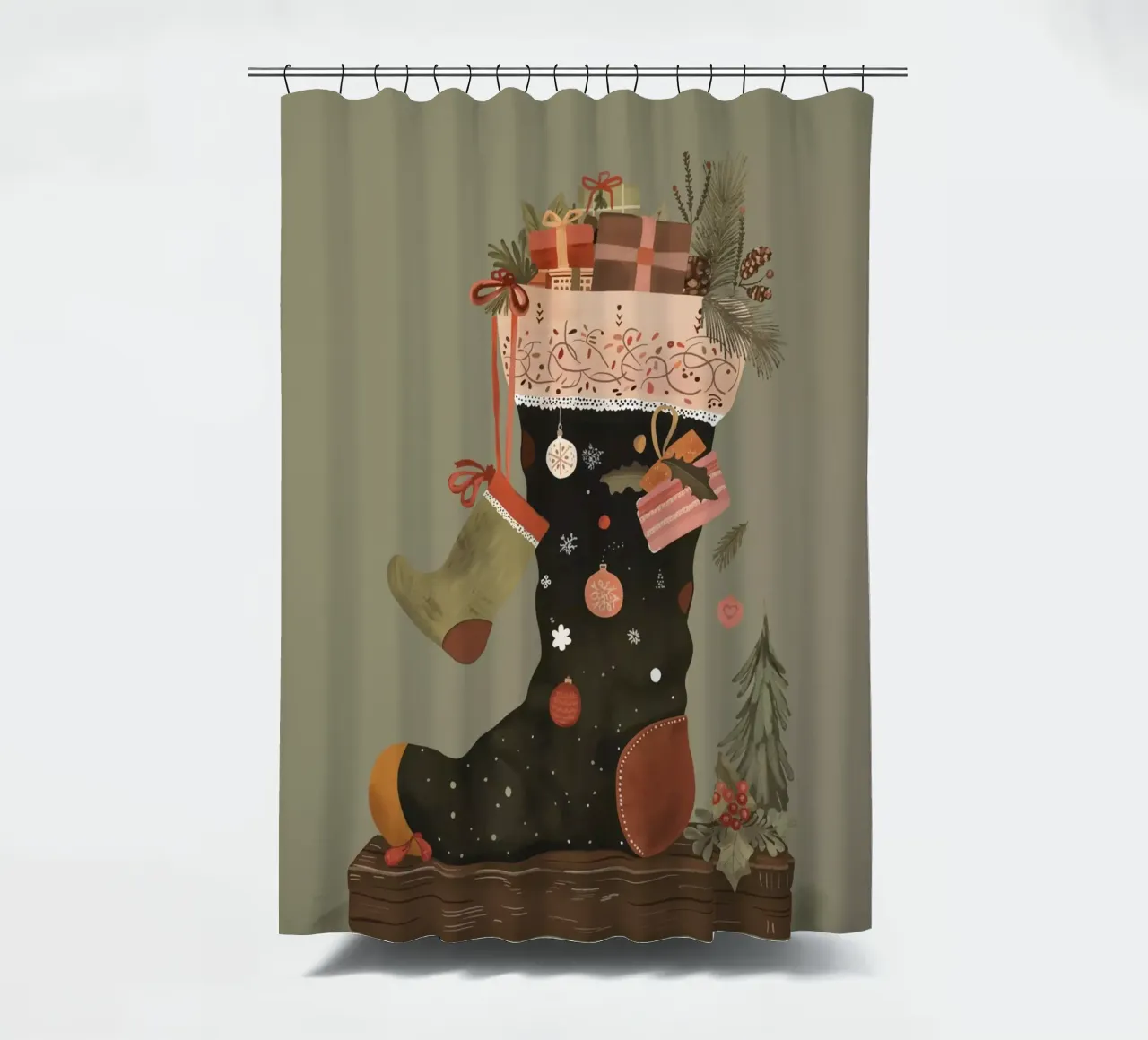 Joyful Stockings ll shower curtain by ArtsySesta