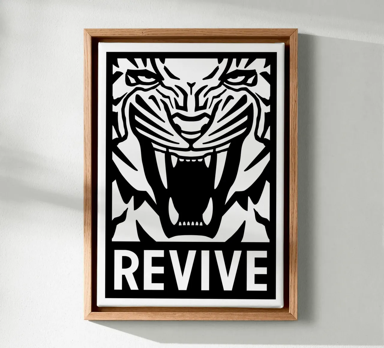 Revive Tiger canvas with Floater frame by Asobōze