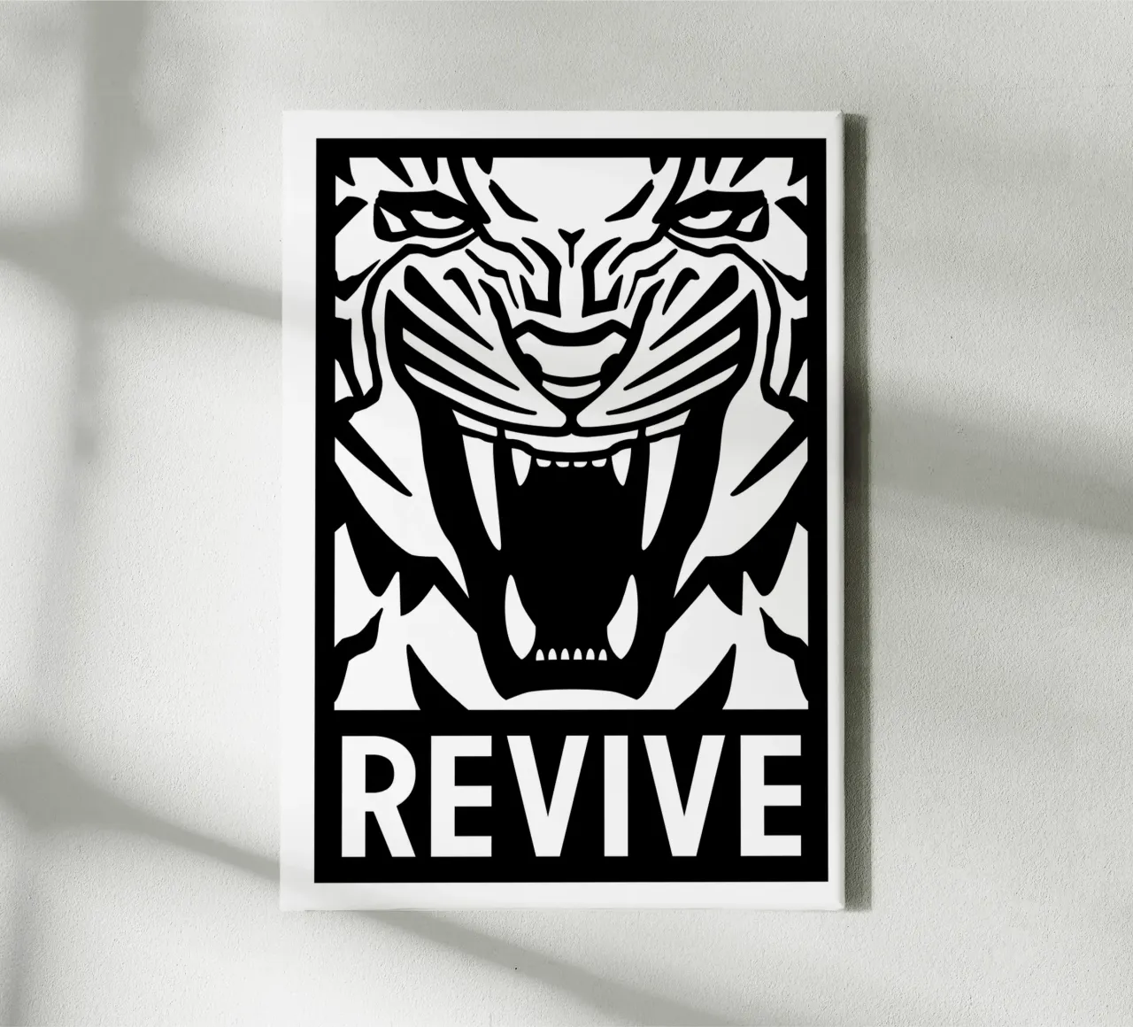 Revive Tiger canvas with Floater frame by Asobōze
