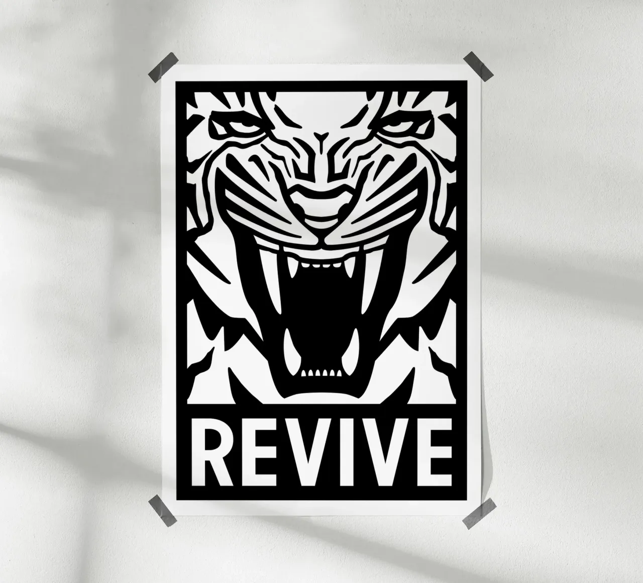 Revive Tiger poster avec cadre en aluminium de Asobōze