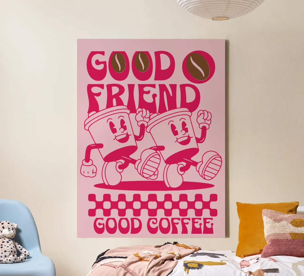 Buon amico Buon caffè tela con Cornice a cassetta da Gunawan Rb