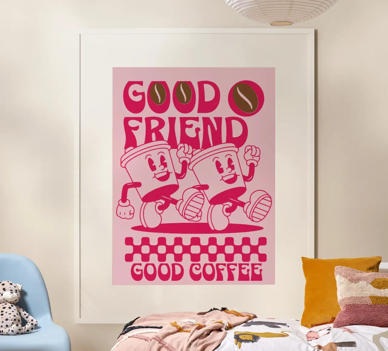 Buon amico Buon caffè poster con telaio in alluminio da Gunawan Rb