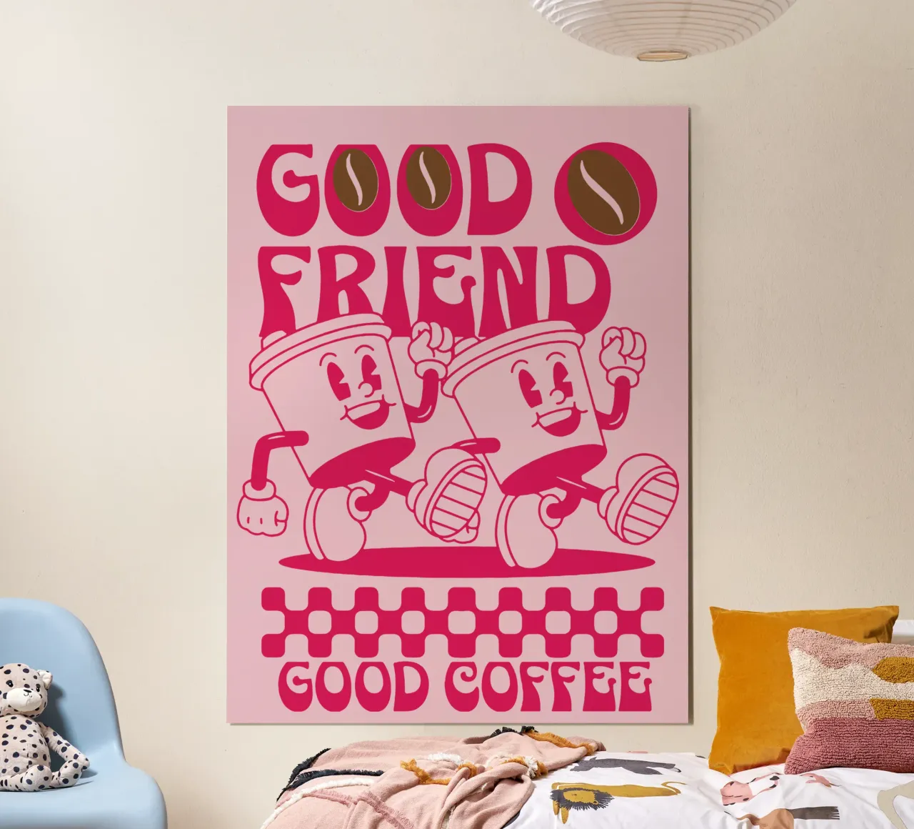 Buon amico Buon caffè poster con telaio in alluminio da Gunawan Rb