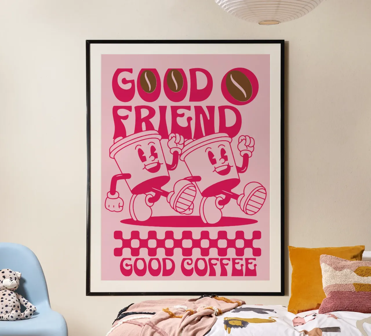 Buon amico Buon caffè poster con telaio in alluminio da Gunawan Rb