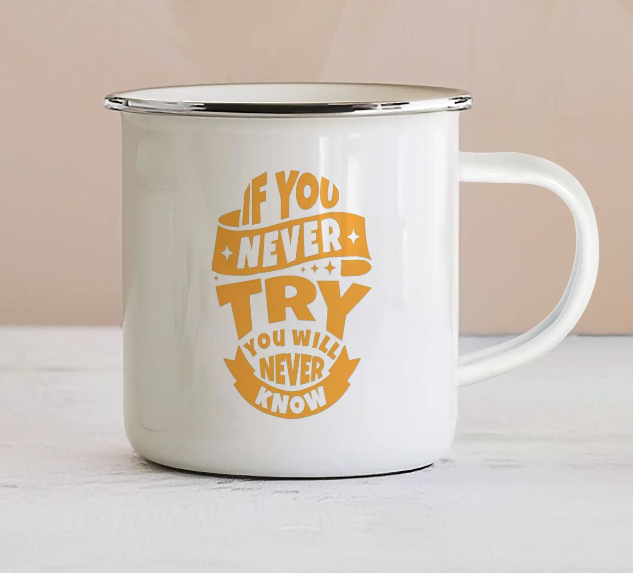 Se non provi mai non saprai mai tazza in smalto da Gunawan Rb
