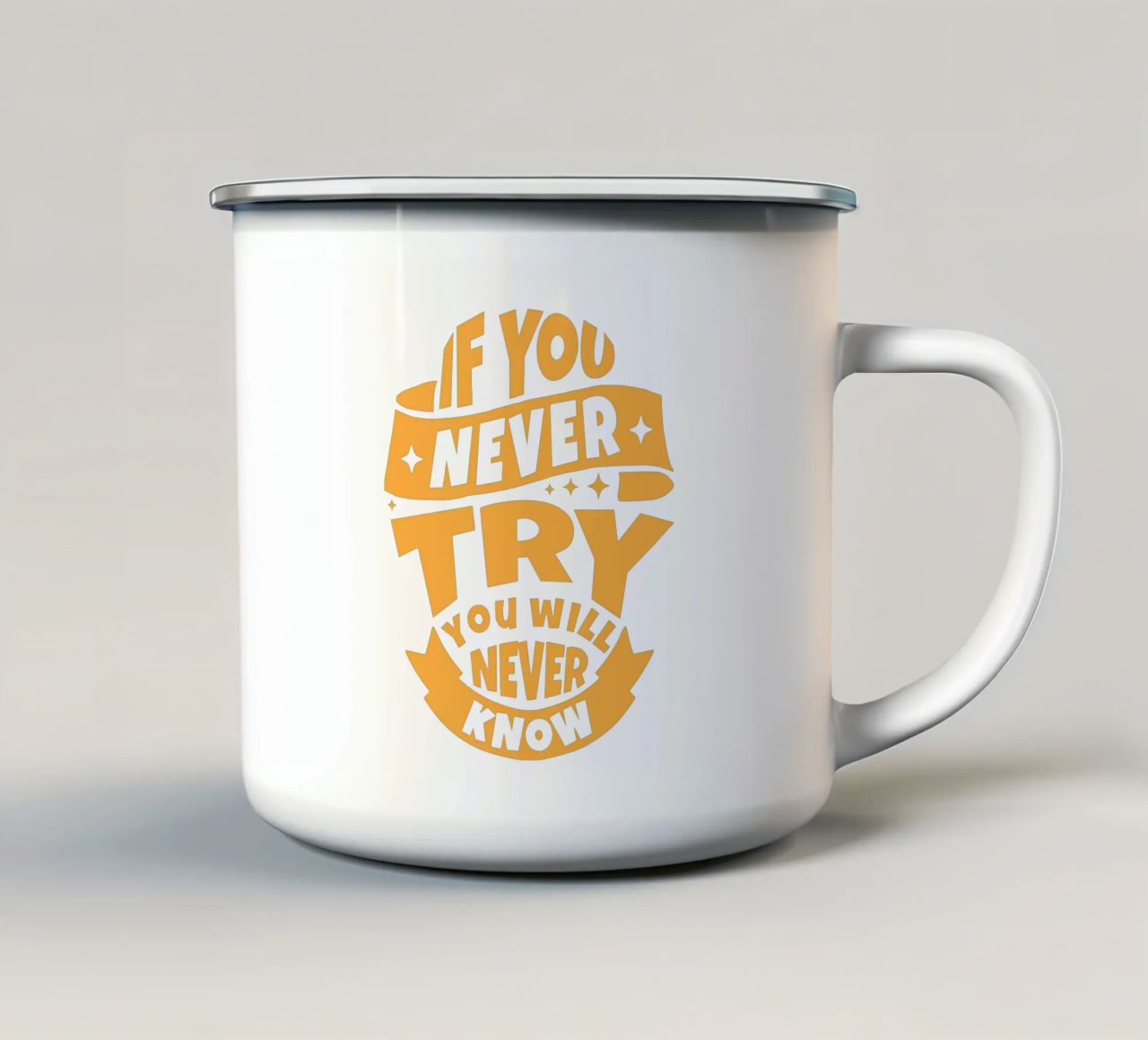 Se non provi mai non saprai mai tazza in smalto da Gunawan Rb