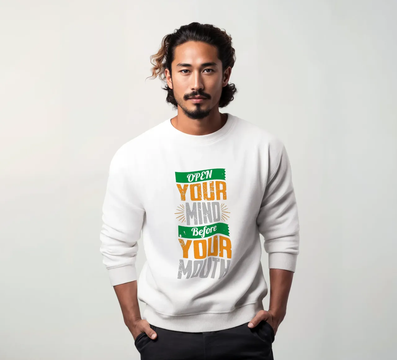 Öffne deinen Geist, bevor du den Mund aufmachst Sweatshirt von Gunawan Rb