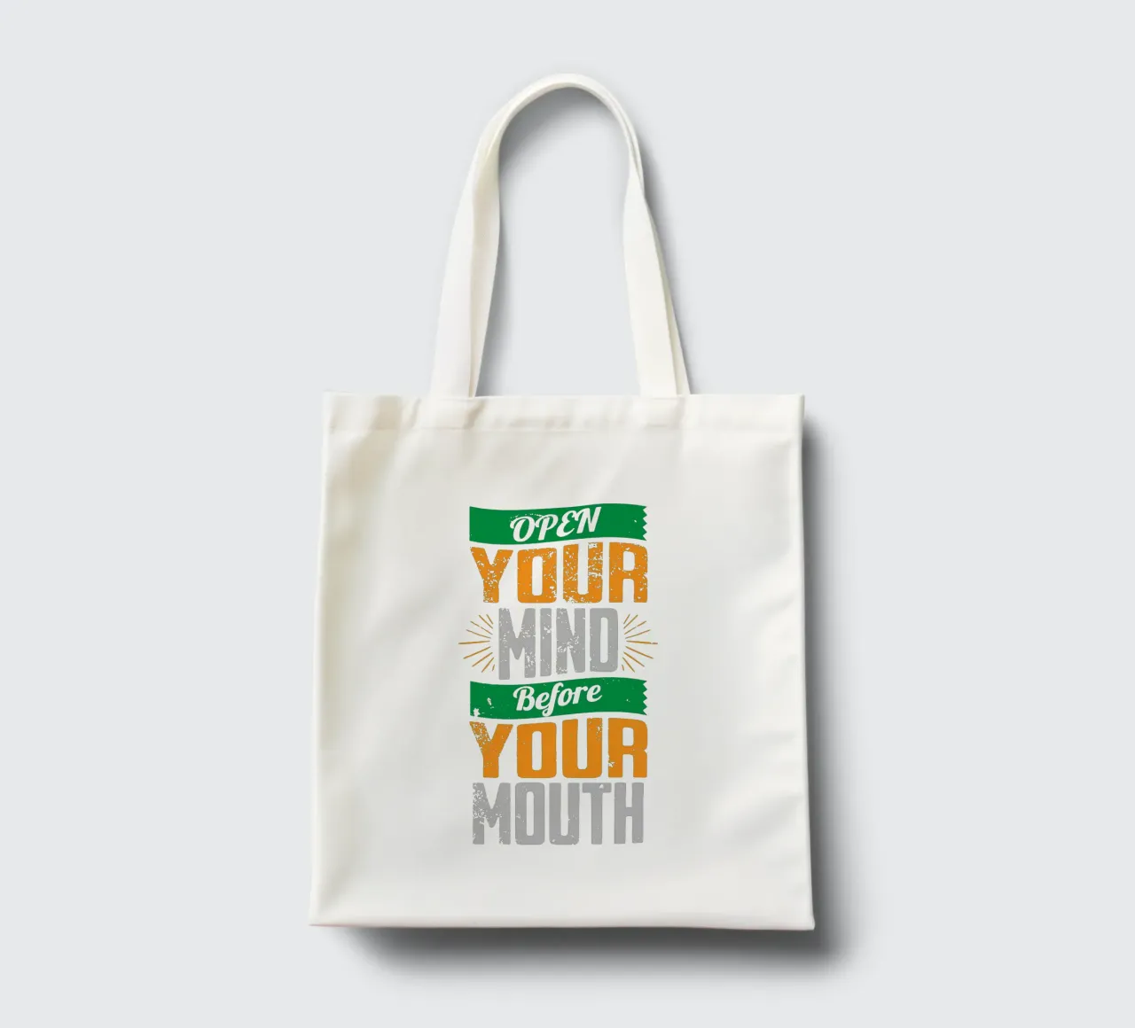 Aprire la mente prima di parlare borsa in juta da Gunawan Rb