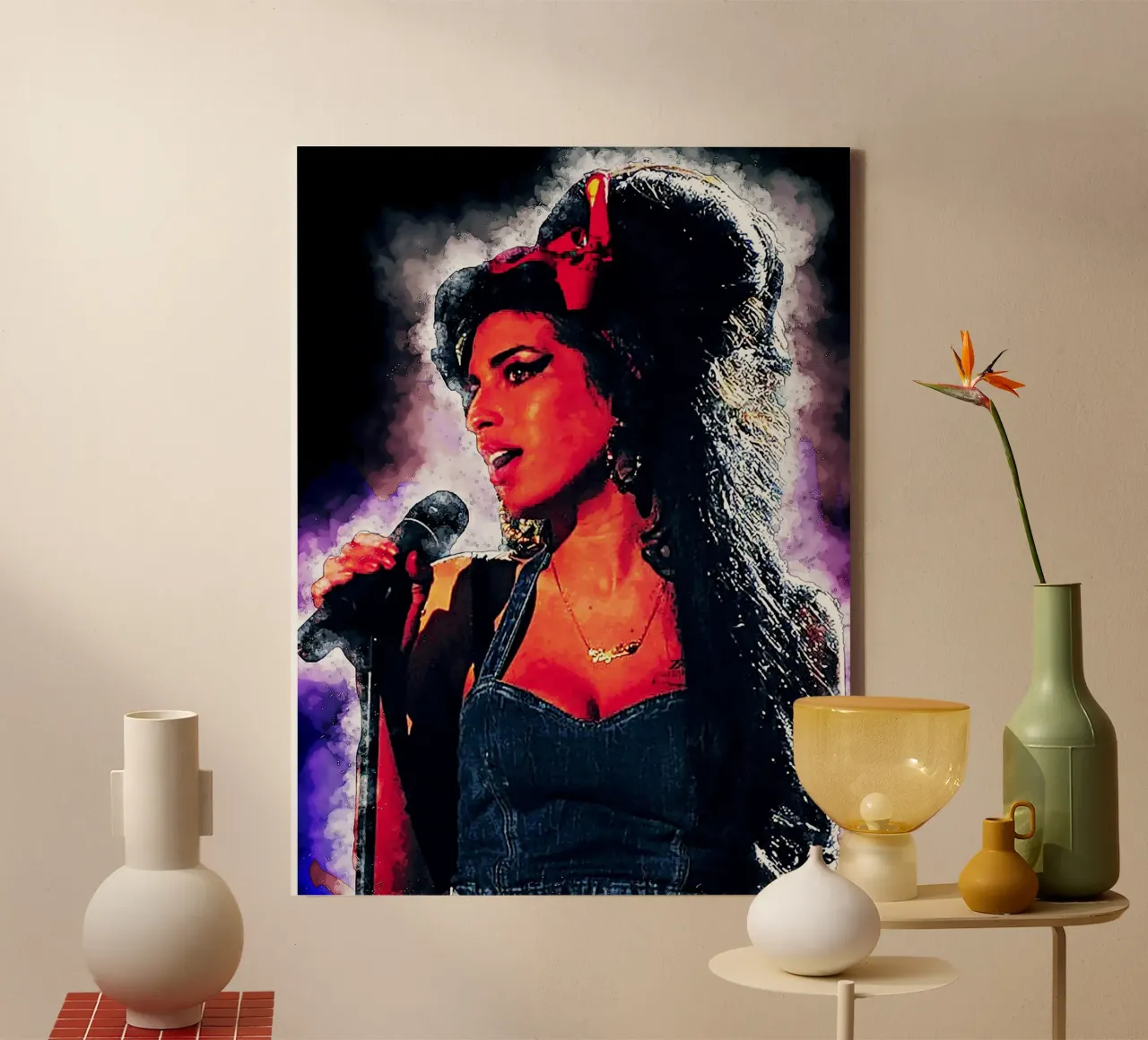 Kunst van Amy canvas met Baklijst van neonartroom