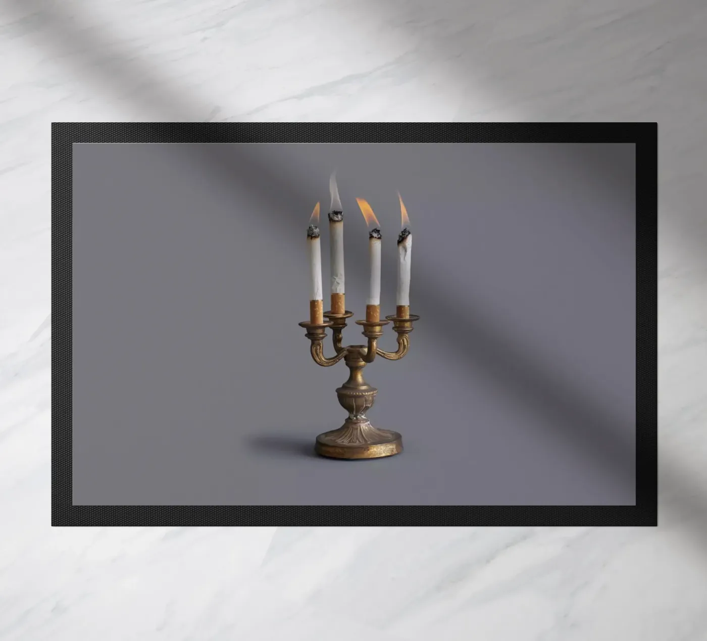 Smoking candlestick doormat by 360brain