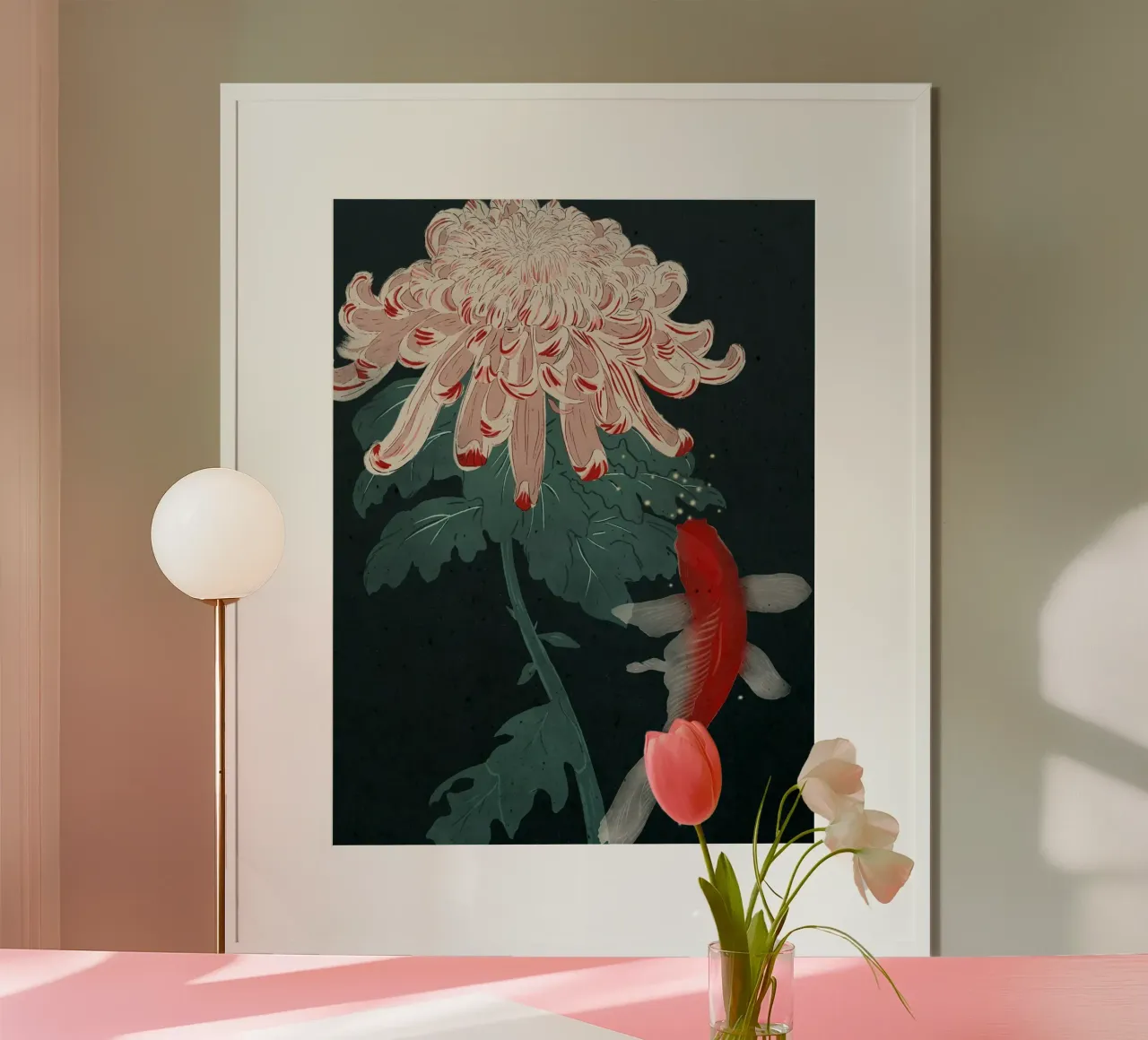 Chrysanthemum and Koi carta hahnemühle da Duong Tu Tran