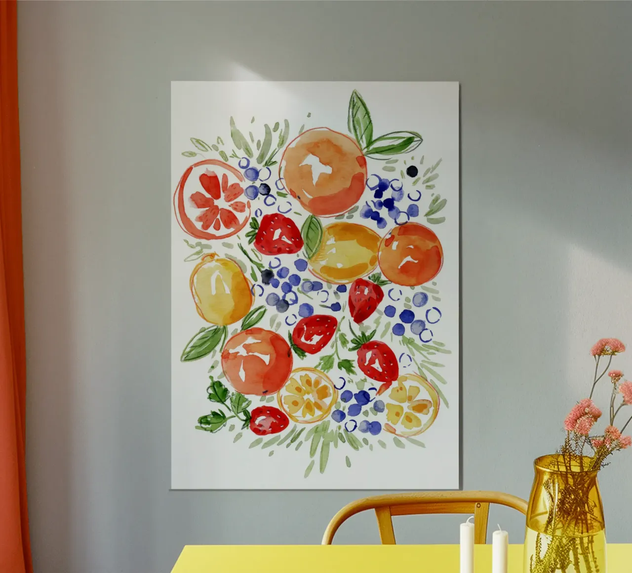 Watercolor Citrus Fruits and Berries Joy hahnemühle by Espinacco Design