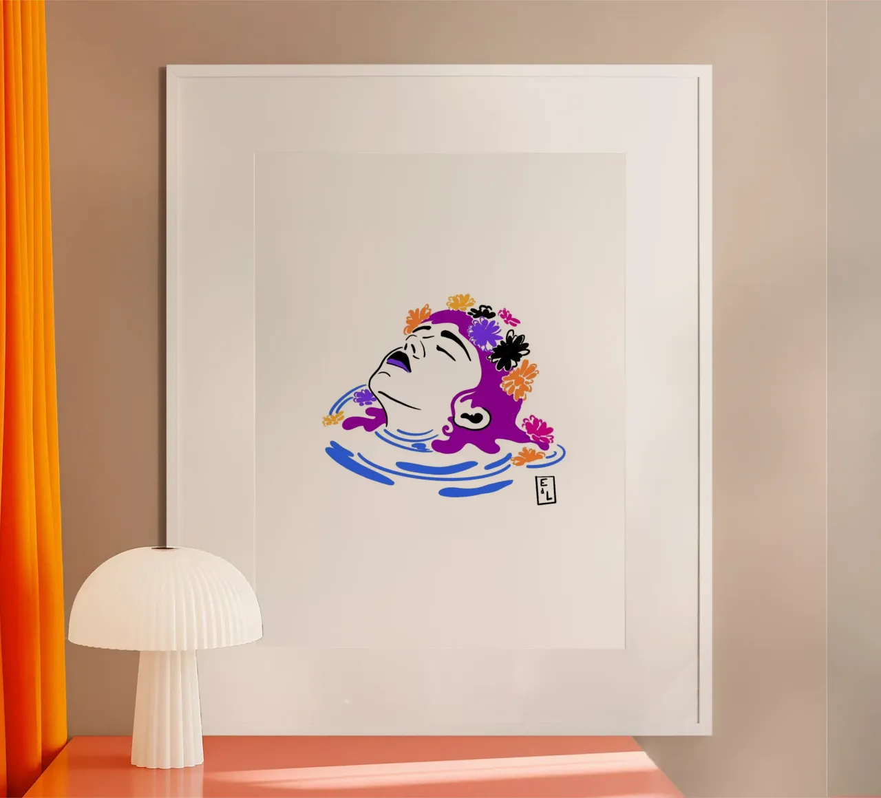 Respirare sott'acqua poster con telaio in legno da Écailles de loup