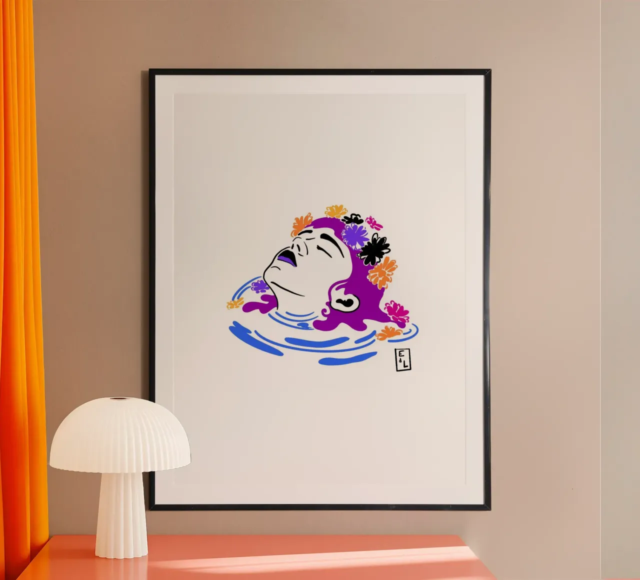 Respirare sott'acqua poster con telaio in legno da Écailles de loup