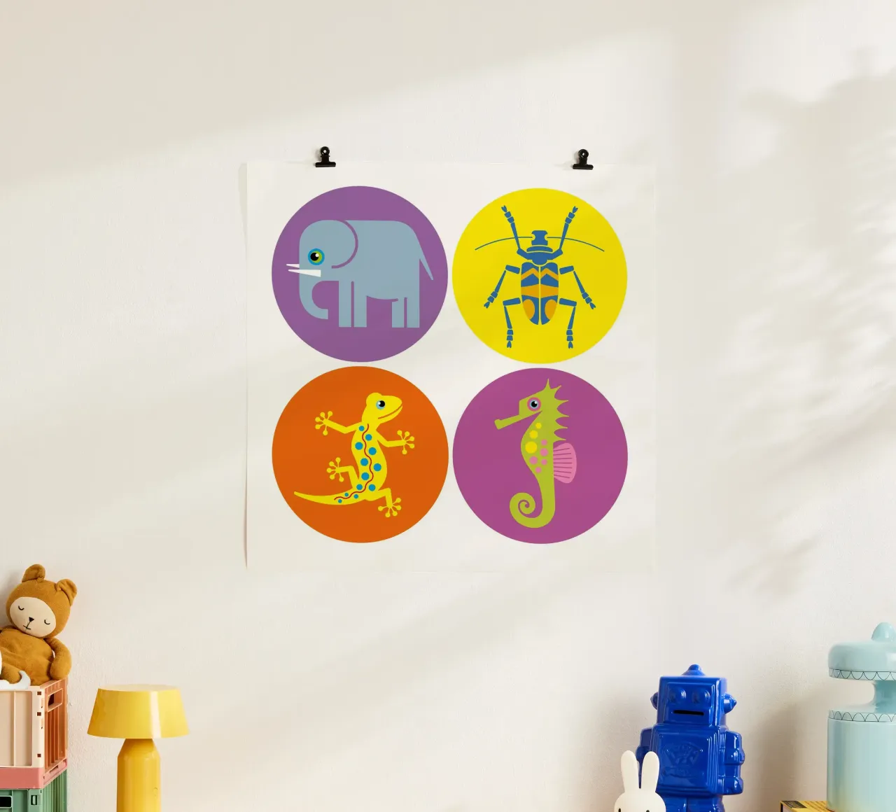 Tiere 03 poster with plastic frame by Looks n Brains