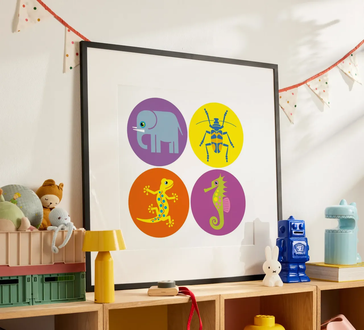 Tiere 03 poster with plastic frame by Looks n Brains
