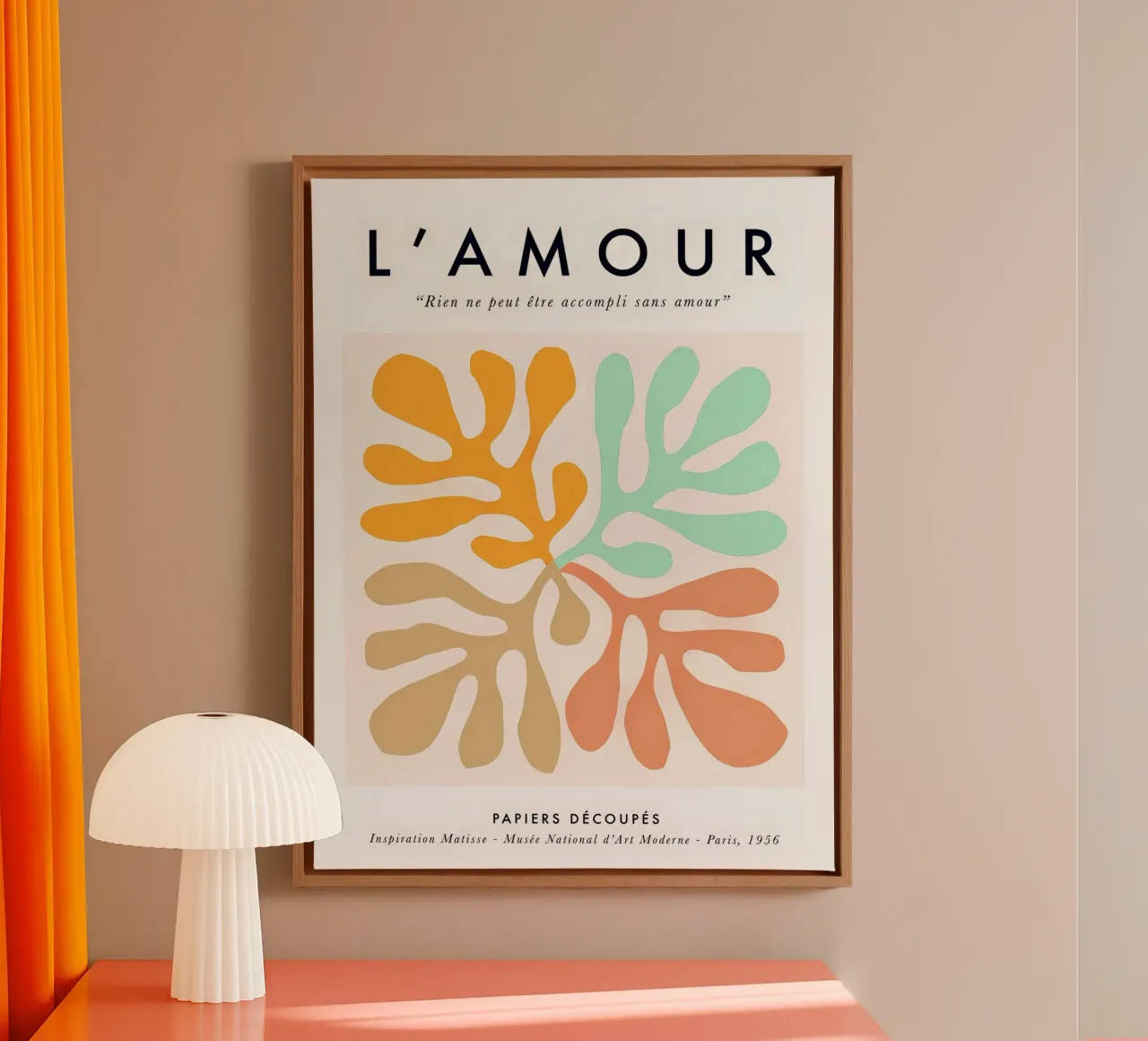 L'Amour - Matisse Nature Collage a pastello con scritte d'amore tela con Cornice a cassetta da Dominique Vari