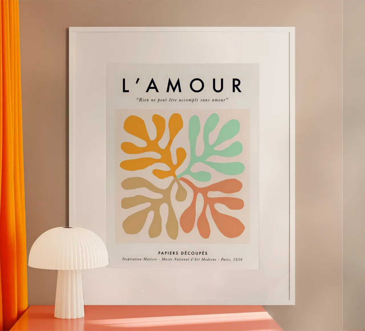 L'Amour - Matisse Nature Collage a pastello con scritte d'amore poster con telaio in legno da Dominique Vari