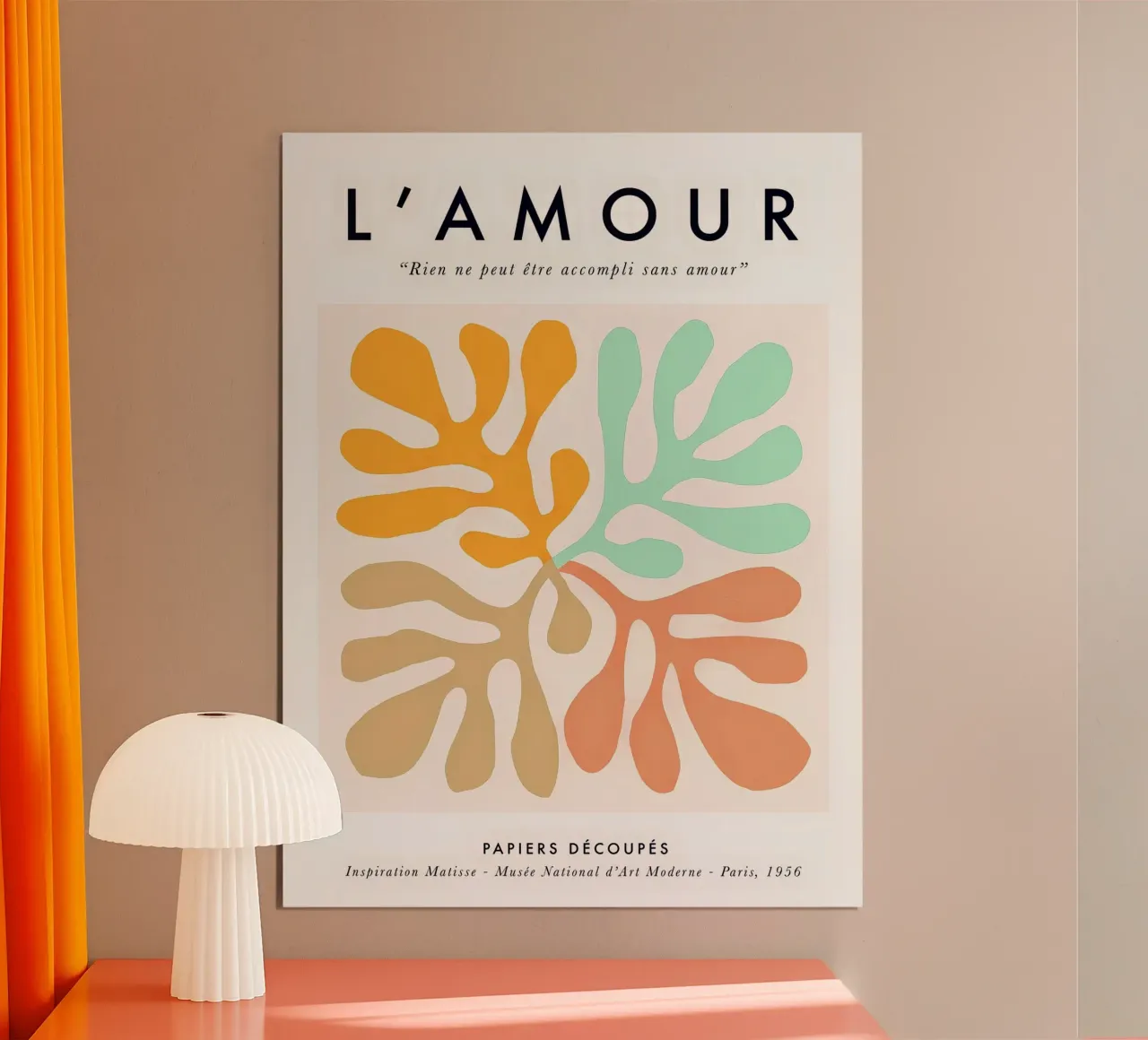 L'Amour - Matisse Nature Collage a pastello con scritte d'amore poster con telaio in legno da Dominique Vari