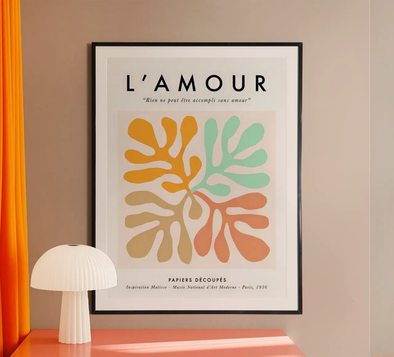 L'Amour - Matisse Nature Collage a pastello con scritte d'amore poster con telaio in legno da Dominique Vari