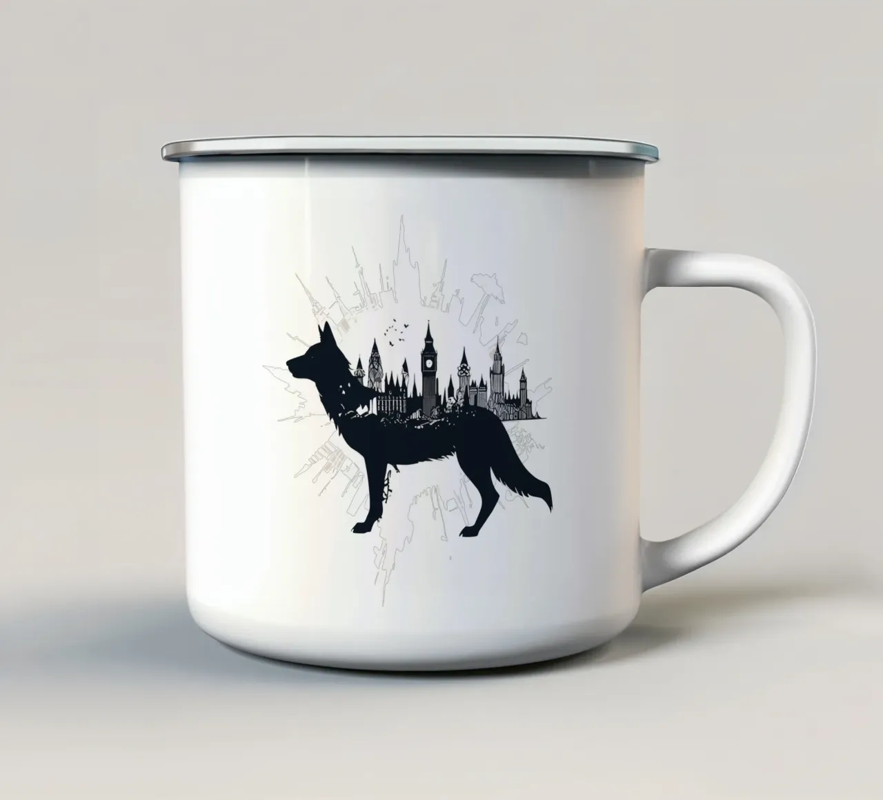 Lupo di Londra tazza in smalto da artdesign1985