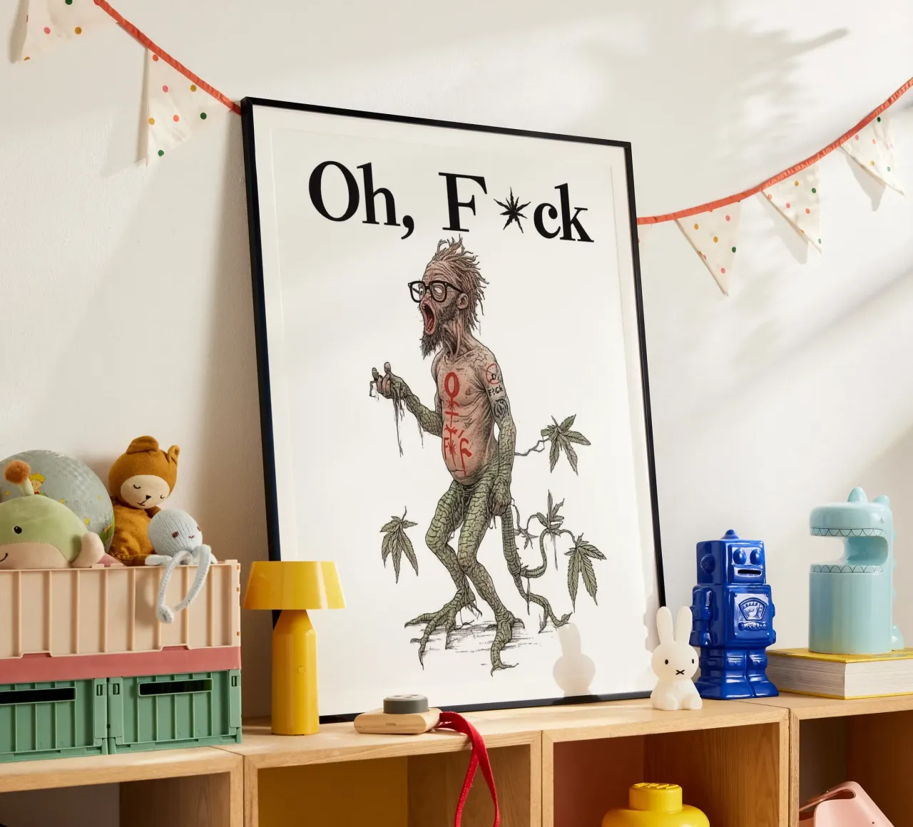 Oh F*ck Canabis | Un occhio di riguardo per gli individualisti poster con telaio in plastica da Autofocus