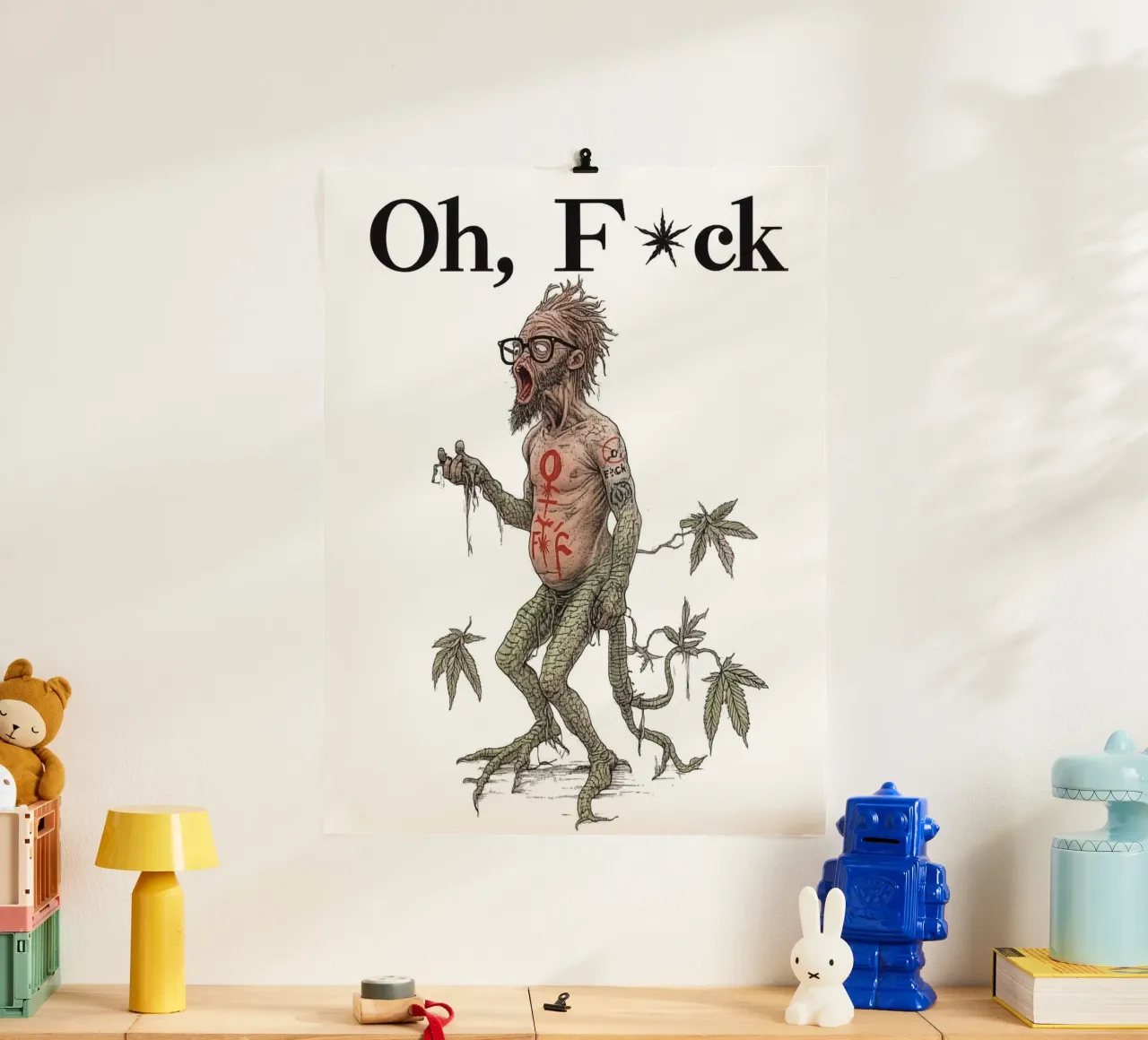 Oh F*ck Canabis | Un occhio di riguardo per gli individualisti poster con telaio in plastica da Autofocus