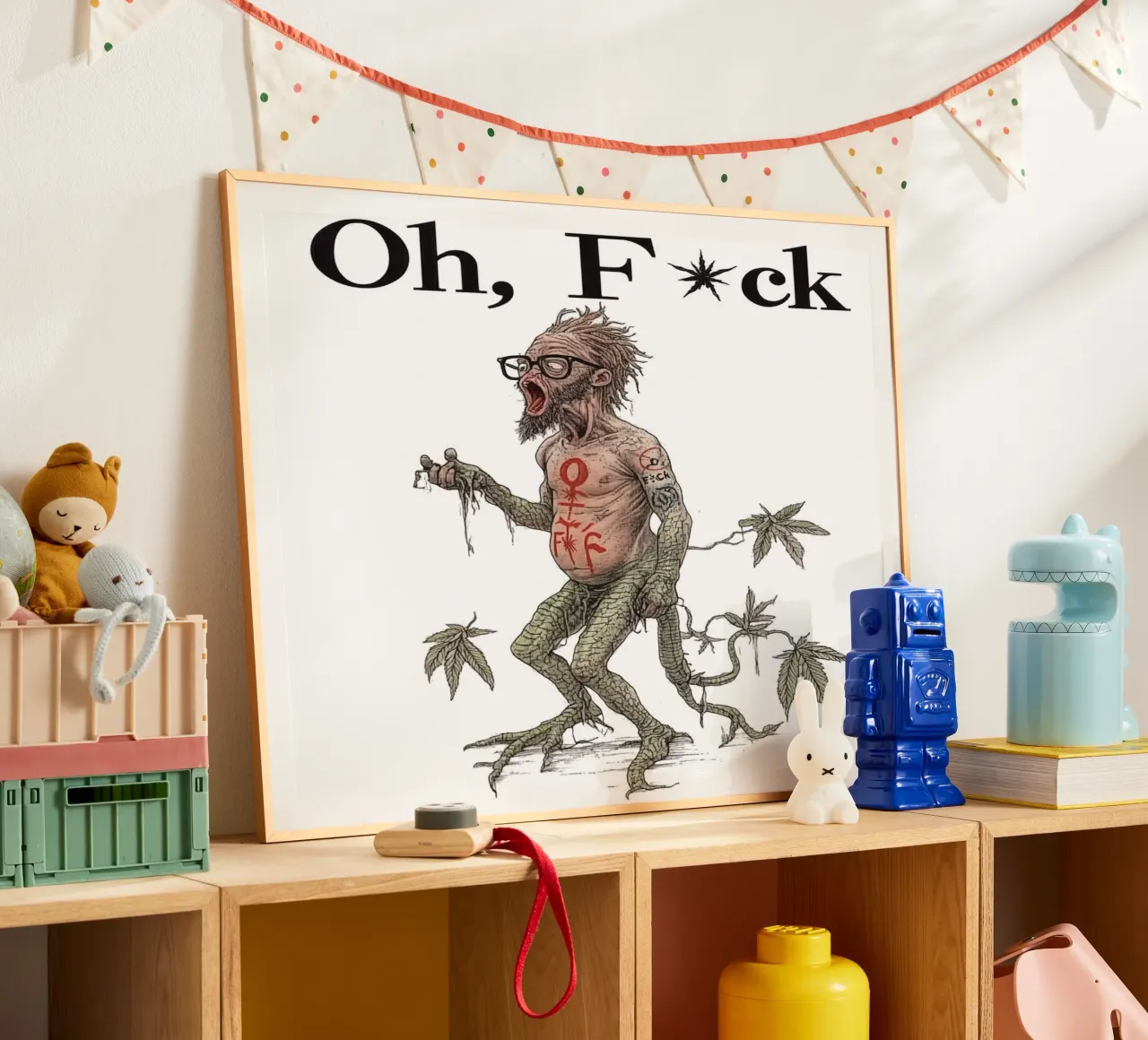 Oh F*ck Canabis | Un occhio di riguardo per gli individualisti poster con telaio in plastica da Autofocus