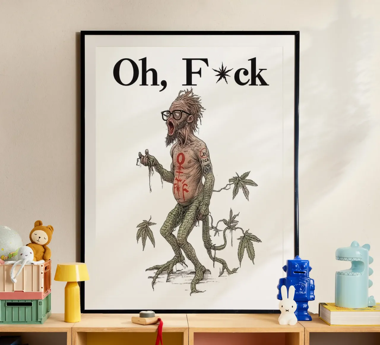 Oh F*ck Canabis | Un occhio di riguardo per gli individualisti poster con telaio in plastica da Autofocus